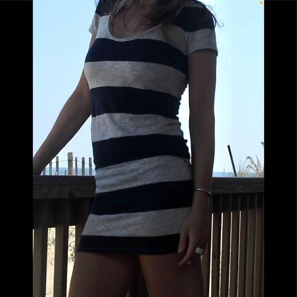 Kersh Striped Cotton Mini T-shirt Dress Size S